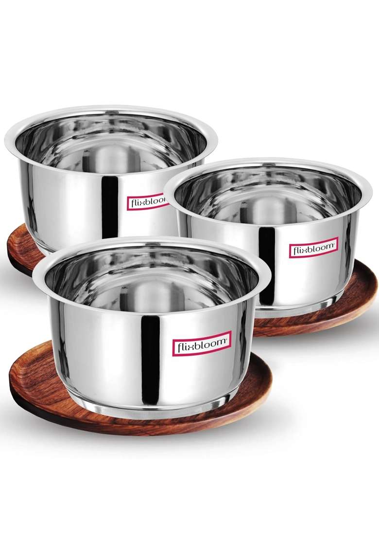 FLIXBLOOM Latest Combo | 2 L | 2.1 Qt | 3-Piece Set | Induction Compatible | Tri-Ply - Indya