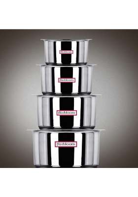 FLIXBLOOM Stainless Steel Induction Base Kitchen Cookware Utensil TriPLY Bottom | 2 L | 2.1 Qt | With Lid