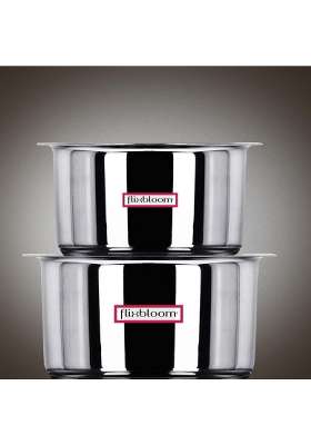 FLIXBLOOM Stainless Steel Induction Base Kitchen Cookware Utensil TriPLY Bottom | 3 L | 3.2 Qt | With Lid