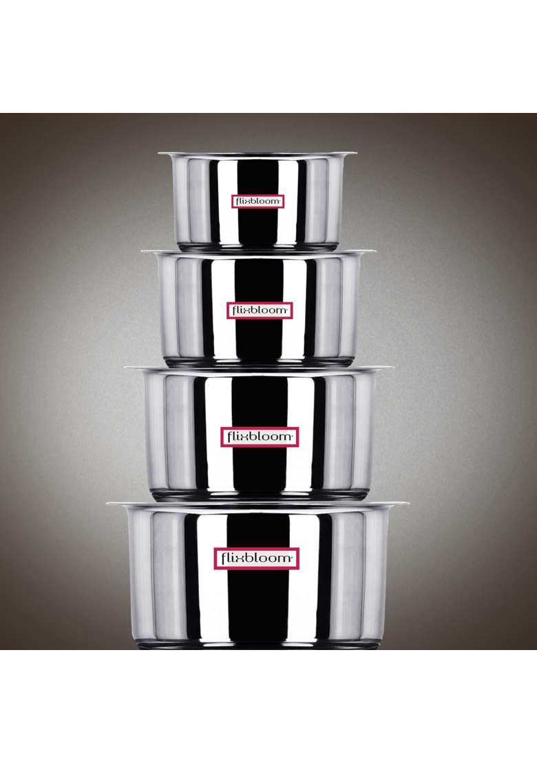 FLIXBLOOM Stainless Steel Combo Tope with Lid | 5 L | 5.3 Qt | 10-Piece Set | Induction Compatible | Tri-Ply - Indya