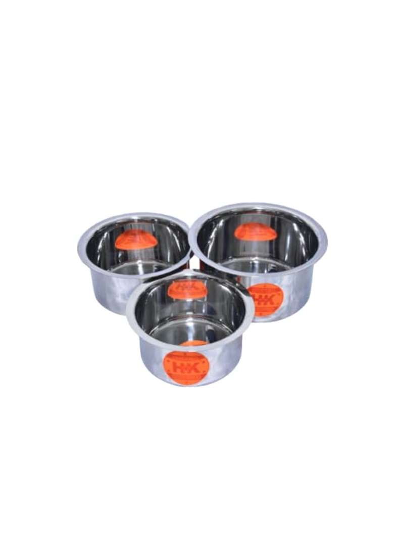 Super HK Stainless Steel Flat Bottom Tope Cooking Pot Patila Bhagona Tapeli Set with LID | 5 L | 5.3 Qt - Indya