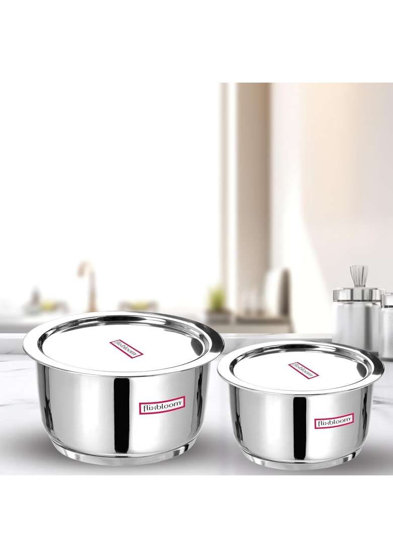 FLIXBLOOM Select Combo 3 Stainless Steel TriPly | 5 L | 5.3 Qt | Induction Compatible | With Lid - Indya
