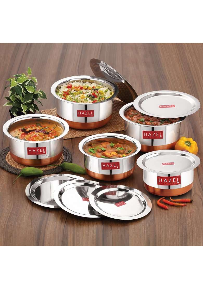 HAZEL Utensils Set for Kitchen | 1 L | 1.1 Qt | 5-Piece Set | With Lid - Indya