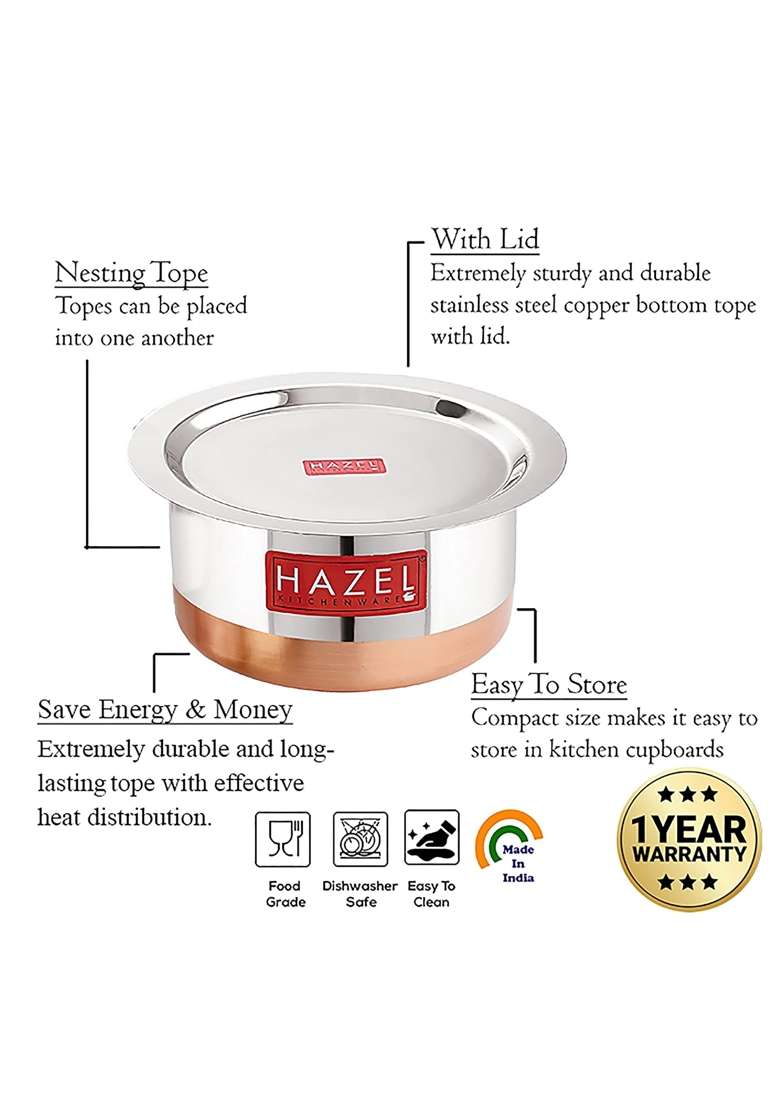 HAZEL Utensils Set for Kitchen | 1 L | 1.1 Qt | 5-Piece Set | With Lid - Indya