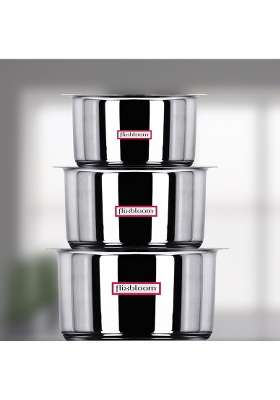 FLIXBLOOM Edge Combo Stainless Steel Induction Base Kitchen Cookware Utensil TriPLY | 1 L | 1.1 Qt