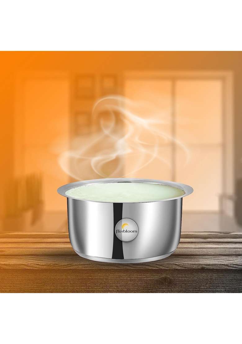 FLIXBLOOM Latest Combo 1 2 3 4 Stainless Steel Induction Base Kitchen Cookware Utensil | 5 L | 5.3 Qt | 5-Piece Set | Tri-Ply - Indya