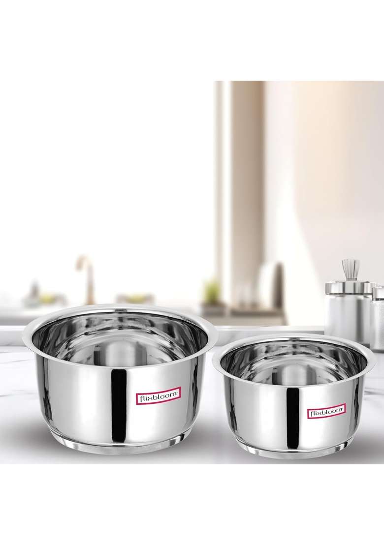 FLIXBLOOM Select Combo 2 Stainless Steel TriPly | 2 L | 2.1 Qt | Induction Compatible - Indya