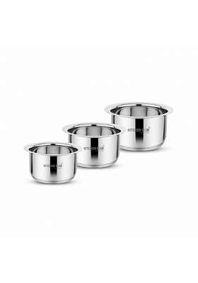 KITCHEN CLUE Stainless Steel Induction Base Cookware Set for Kitchen | 2000 ml | 67.6 fl oz | Tri-Ply