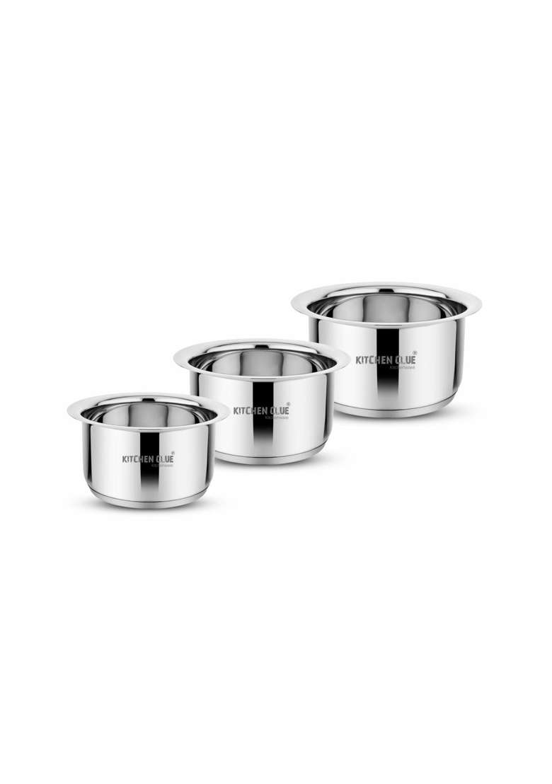 KITCHEN CLUE Stainless Steel Induction Base Cookware Set for Kitchen | 2000 ml | 67.6 fl oz | Tri-Ply - Indya
