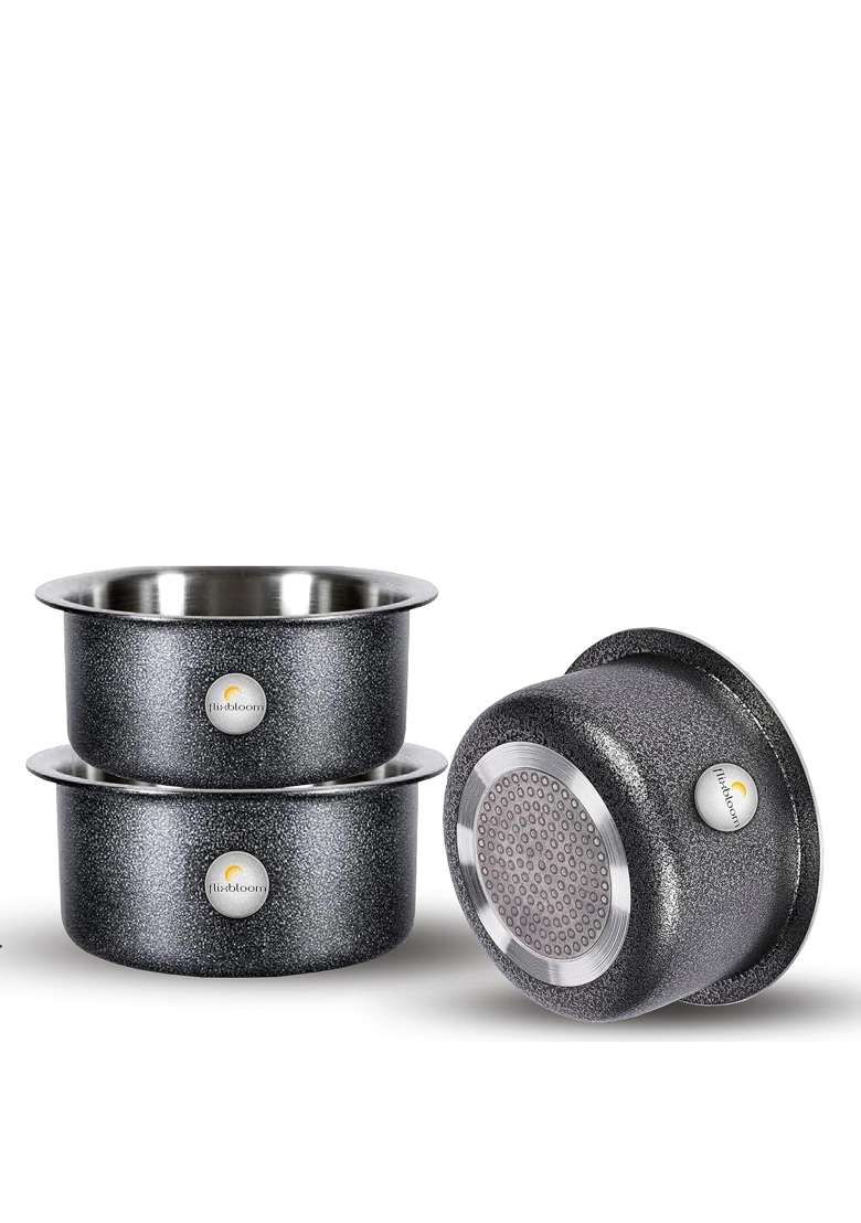 FLIXBLOOM Lunar Black Utensils Induction Base Cookware Sets Induction Bottom Tope Cooking Pot Handi | 4 L | 4.2 Qt - Indya