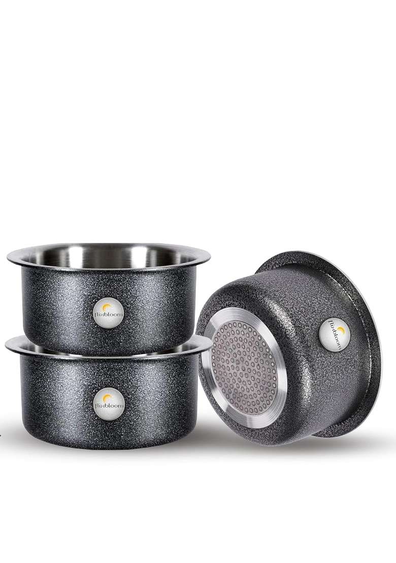 FLIXBLOOM Lunar Black Utensils Induction Base Cookware Sets Induction Bottom Tope Cooking Pot Handi | 5 L | 5.3 Qt - Indya