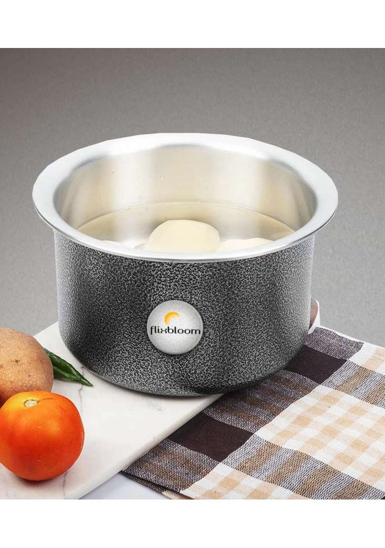 FLIXBLOOM Perfect Cookware Set Induction Bottom Tope Cooking Pot Aluminium Heavy Base Thick Flat | 3 L | 3.2 Qt - Indya