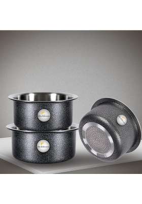 FLIXBLOOM Perfect Cookware Set Induction Bottom Tope Cooking Pot Aluminium Heavy Base Thick Flat | 2 L | 2.1 Qt