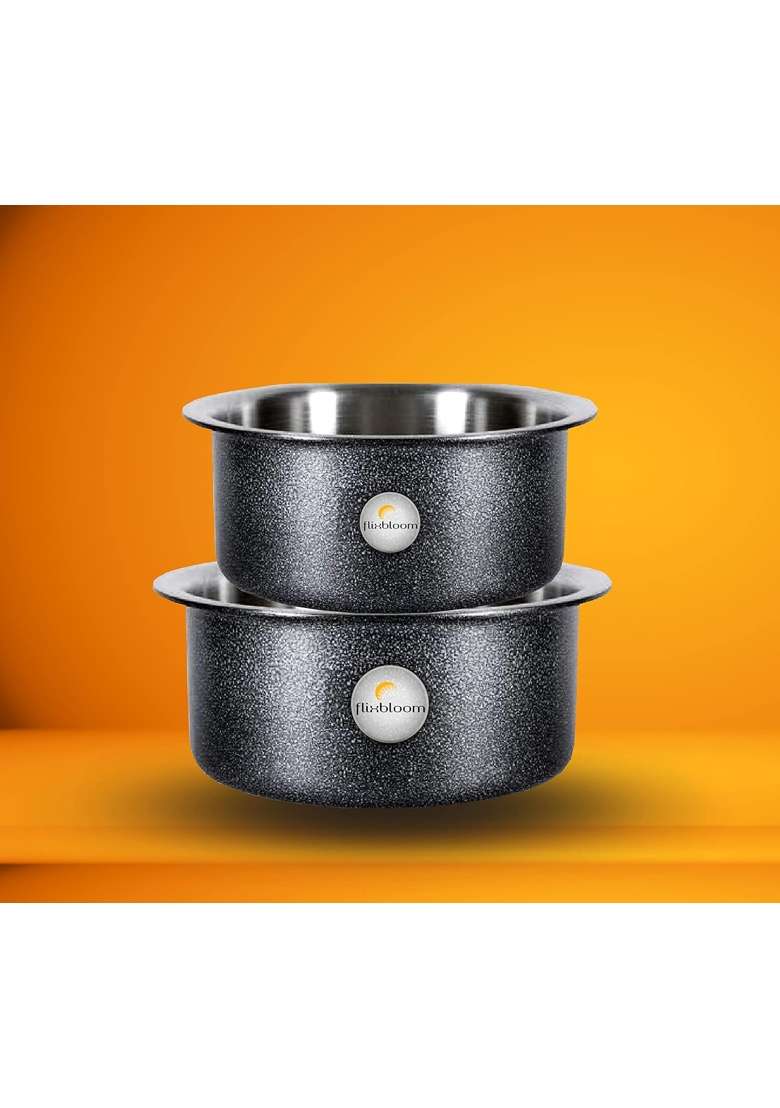 FLIXBLOOM Perfect Plus Kitchen Cookware Set Induction Base Bottom Black Aluminium | 4 L | 4.2 Qt - Indya