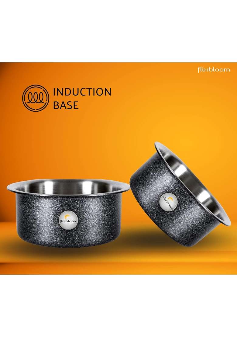 FLIXBLOOM Perfect Plus Kitchen Cookware Set Induction Base Bottom Black Aluminium | 2 L | 2.1 Qt - Indya
