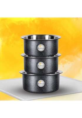 FLIXBLOOM Cosmos Black Cookware Set Induction Bottom Tope Cooking Pot Aluminium | 2 L | 2.1 Qt
