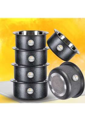 FLIXBLOOM Cosmos Black Cookware Set Induction Bottom Tope Cooking Pot Aluminium | 2 L | 2.1 Qt