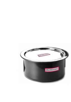 FLIXBLOOM Magistral Black Hard Anodised Induction Base LPG Friendly Kitchen Cookware Deep | 4 L | 4.2 Qt | With Lid