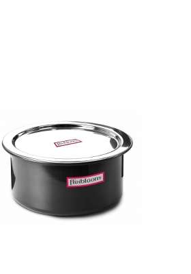 FLIXBLOOM Magistral Black Hard Anodized Induction Base LPG Friendly Kitchen Cookware Deep | 2 L | 2.1 Qt | With Lid