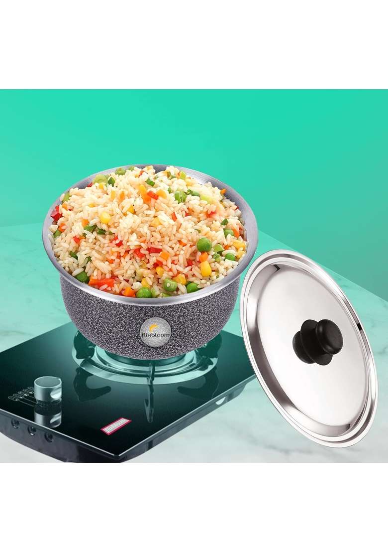 FLIXBLOOM Cookware Set Induction Bottom Tope Cooking Pot Aluminium Thick Flat Bottom | 2 L | 2.1 Qt | With Lid - Indya