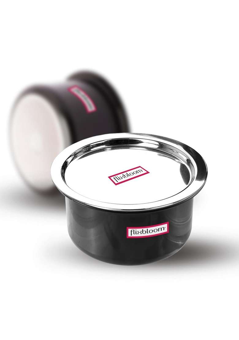 FLIXBLOOM Modern Kitchen with Steel Lid Hard Anodised LPG and Induction Base Black Cooking | 4 L | 4.2 Qt - Indya