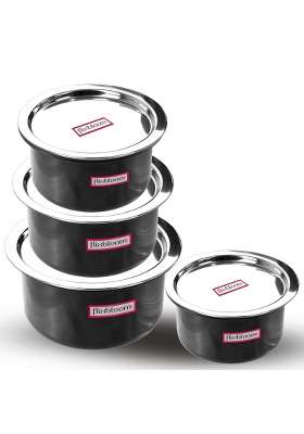 FLIXBLOOM Modern Combo 5 Litr 4 Lids Kitchen Hard Anodised LPG and Induction Base | 2 L | 2.1 Qt | 8-Piece Set | With Lid