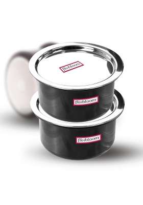 FLIXBLOOM Modern Kitchen Combo Lids Hard Anodised LPG and Induction Base Black Cooking | 3 L | 3.2 Qt | With Lid
