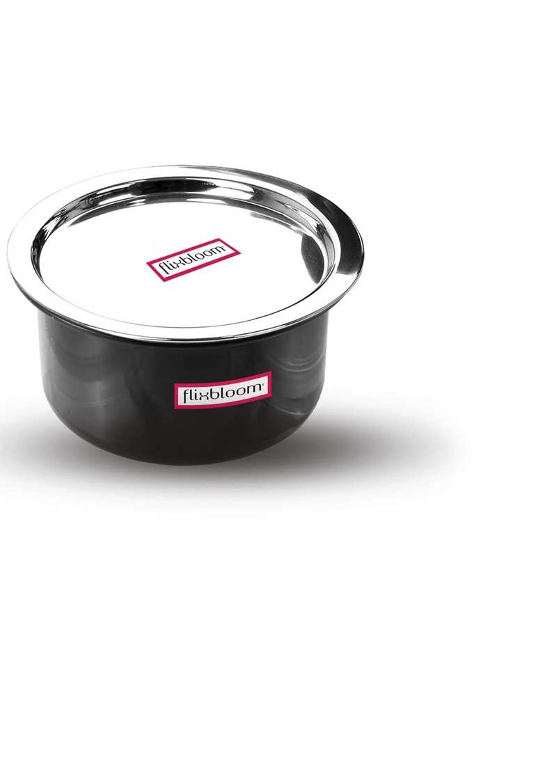 FLIXBLOOM Modern Kitchen Hard Anodised Lid LPG and Induction Base Black Cooking Utensil | 3 L | 3.2 Qt - Indya