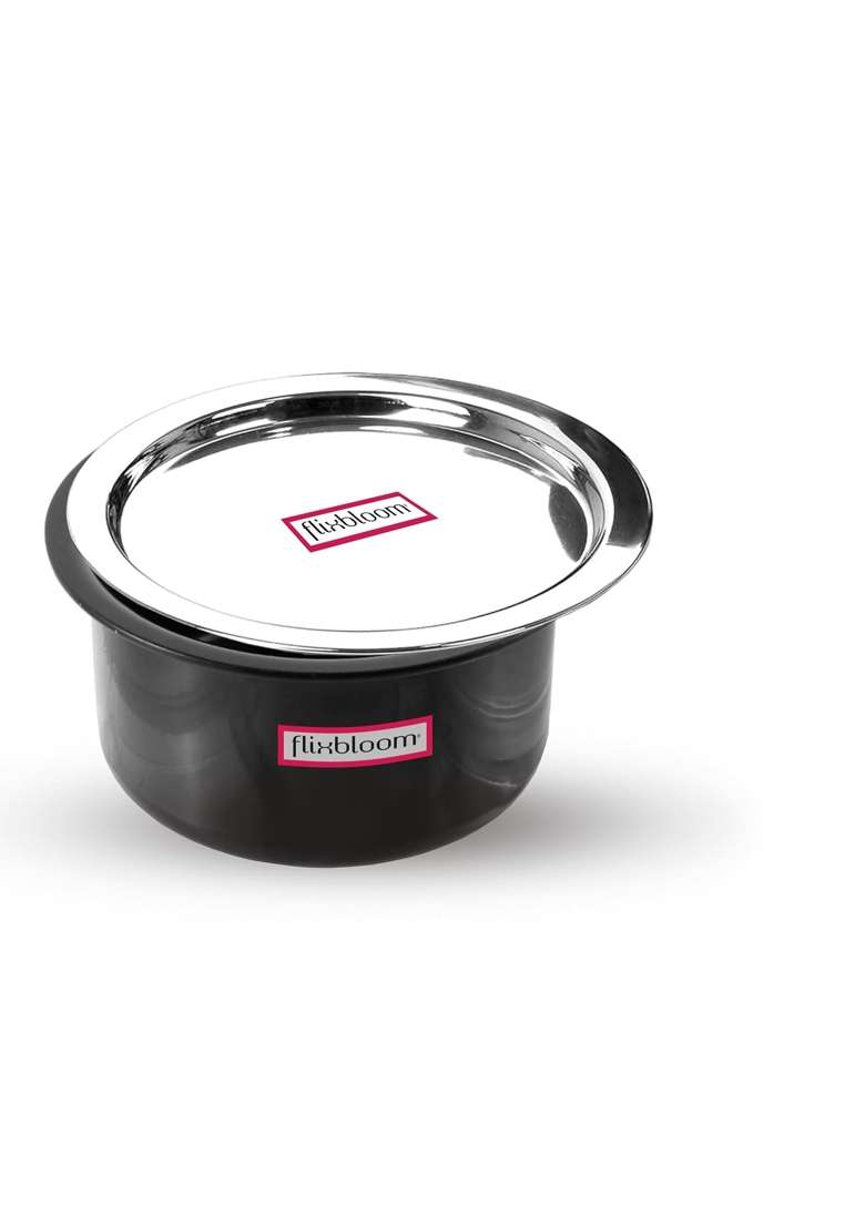 FLIXBLOOM Modern Kitchen Lid Hard Anodised LPG and Induction Base Black Cooking Utensil | 1 L | 1.1 Qt - Indya