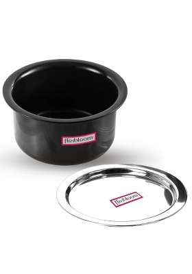 FLIXBLOOM Modern Kitchen Hard Anodised LPG and Induction Base Black Cooking Utensil Tope Cooking Pot | 2 L | 2.1 Qt | With Lid