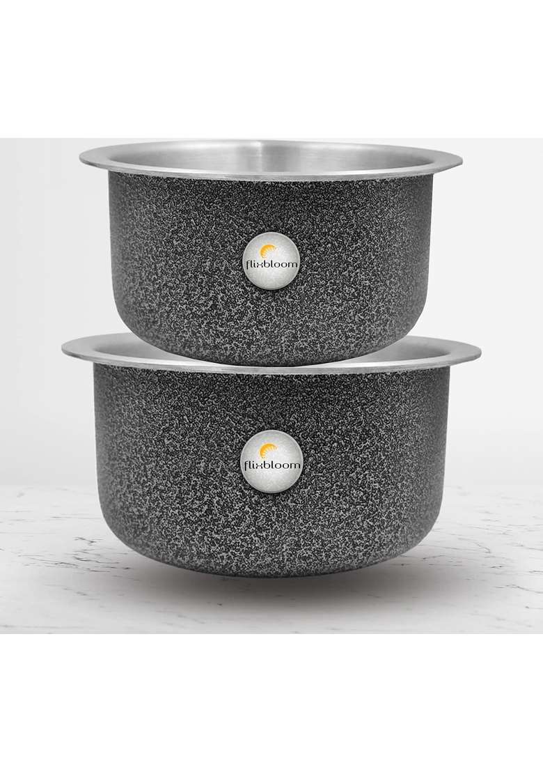 FLIXBLOOM Cookware Set Induction Bottom Tope Cooking Pot Handi Aluminium Thick Flat Bottom | 5 L | 5.3 Qt - Indya