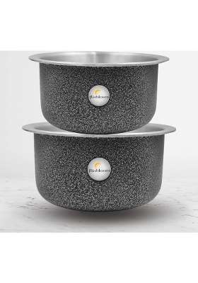 FLIXBLOOM Cookware Set Induction Bottom Tope Cooking Pot Handi Aluminium Thick Flat Bottom | 2 L | 2.1 Qt