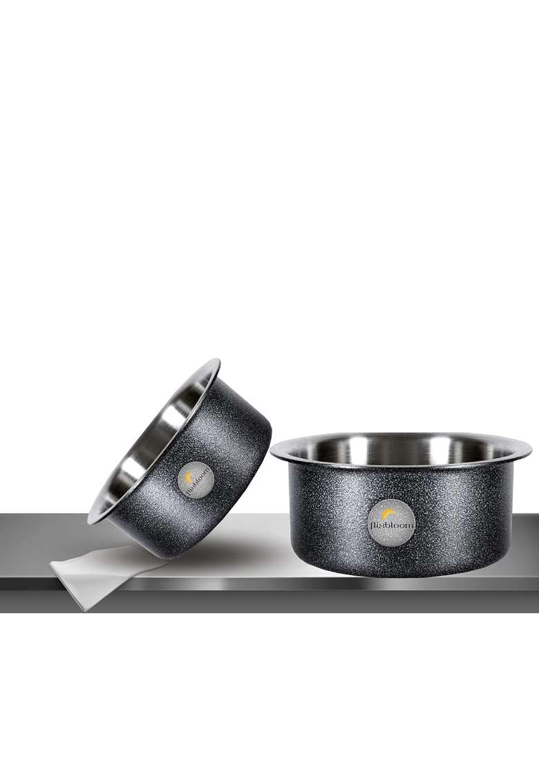FLIXBLOOM Cookware Set Induction Bottom Tope Cooking Pot Handi Aluminium Thick Flat Bottom | 3 L | 3.2 Qt - Indya