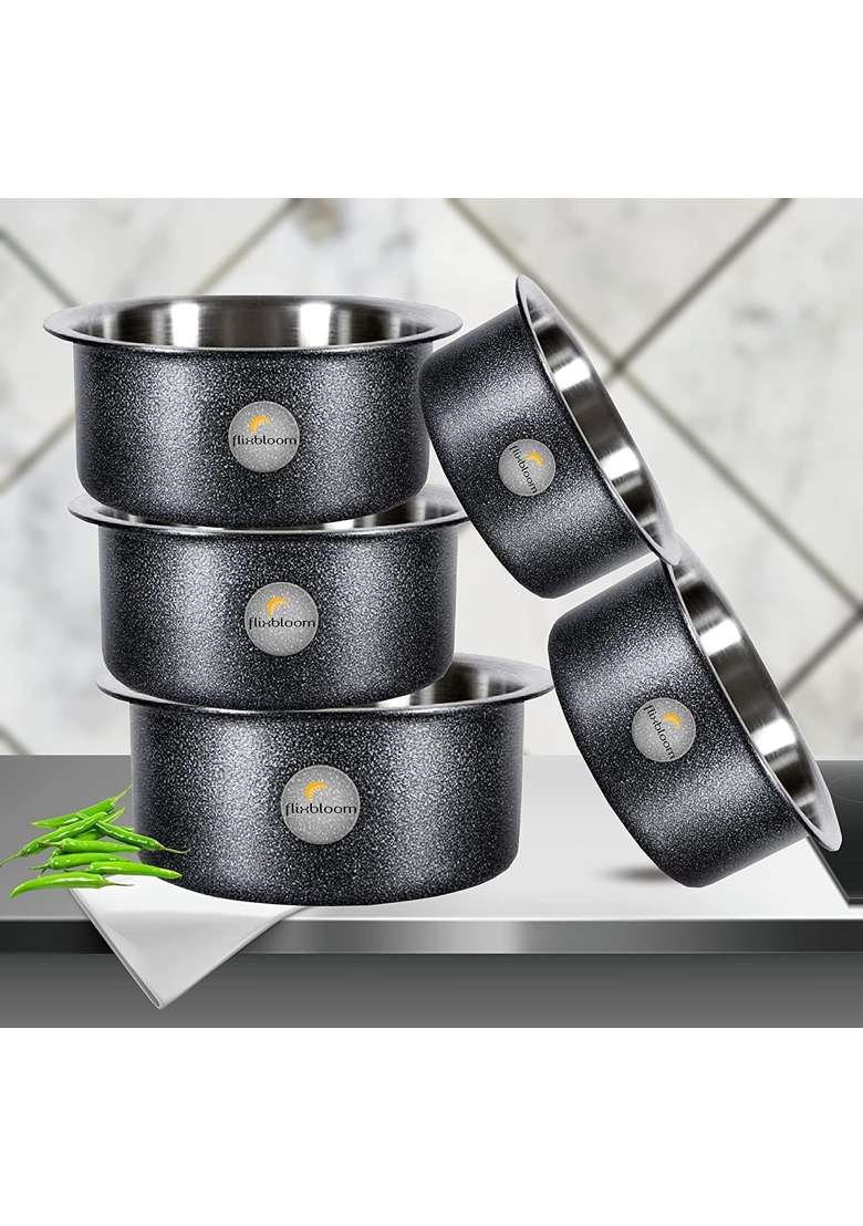 FLIXBLOOM Cookware Set Induction Bottom Tope Cooking Pot Handi Aluminium Thick Flat Bottom | 2 L | 2.1 Qt - Indya