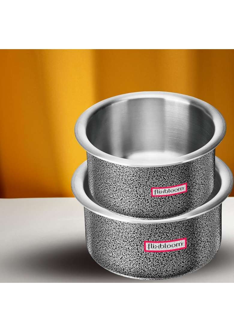 FLIXBLOOM Select Hard Anodised Combo Induction Base Bottom LPG Friendly Kitchen | 3 L | 3.2 Qt - Indya