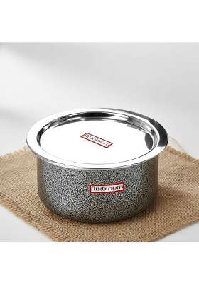 FLIXBLOOM Reputed Kitchen Black Hammertone Induction Base LPG Friendly Cookware Set Deep | 1 L | 1.1 Qt | With Lid