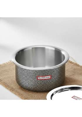 FLIXBLOOM Reputed Kitchen Black Hammertone Induction Base LPG Friendly Cookware Set Deep | 5 L | 5.3 Qt | With Lid