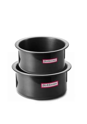 FLIXBLOOM Eminent Black Combo Hard Anodised Utensil Induction Base LPG Gas Stovetop | 1 L | 1.1 Qt | 2-Piece Set