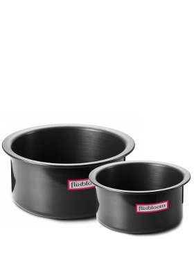 FLIXBLOOM Eminent Black Big Size Combo Pack Hard Anodised Utensil Induction Base LPG | 5 L | 5.3 Qt
