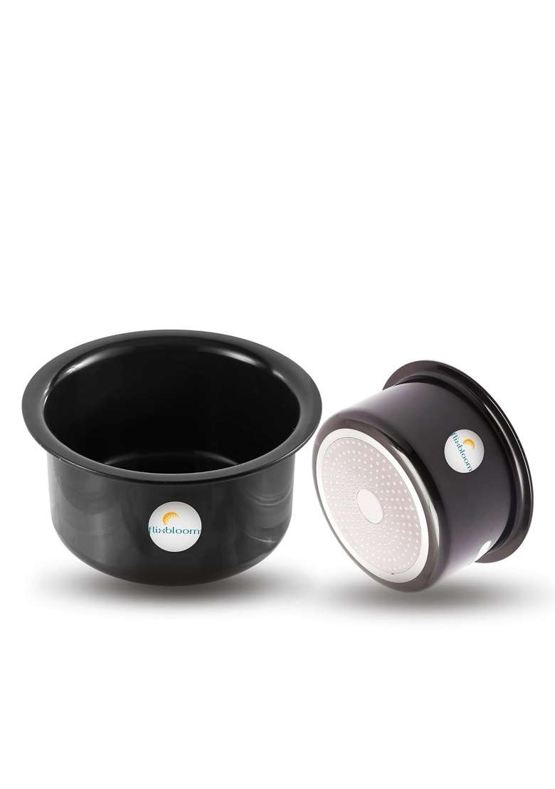 FLIXBLOOM Eminent Black Combo Hard Anodised Utensil Induction Base LPG Gas Stovetop | 1 L | 1.1 Qt | 2-Piece Set - Indya