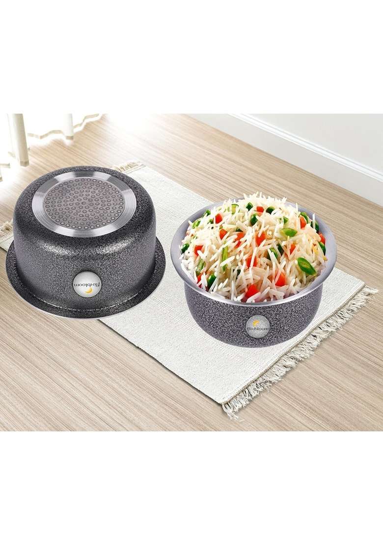 FLIXBLOOM Ambitious Kitchen Cookware Utensil Hard Anodised Induction Bottom LPG Gas | 5 L | 5.3 Qt | With Lid - Indya