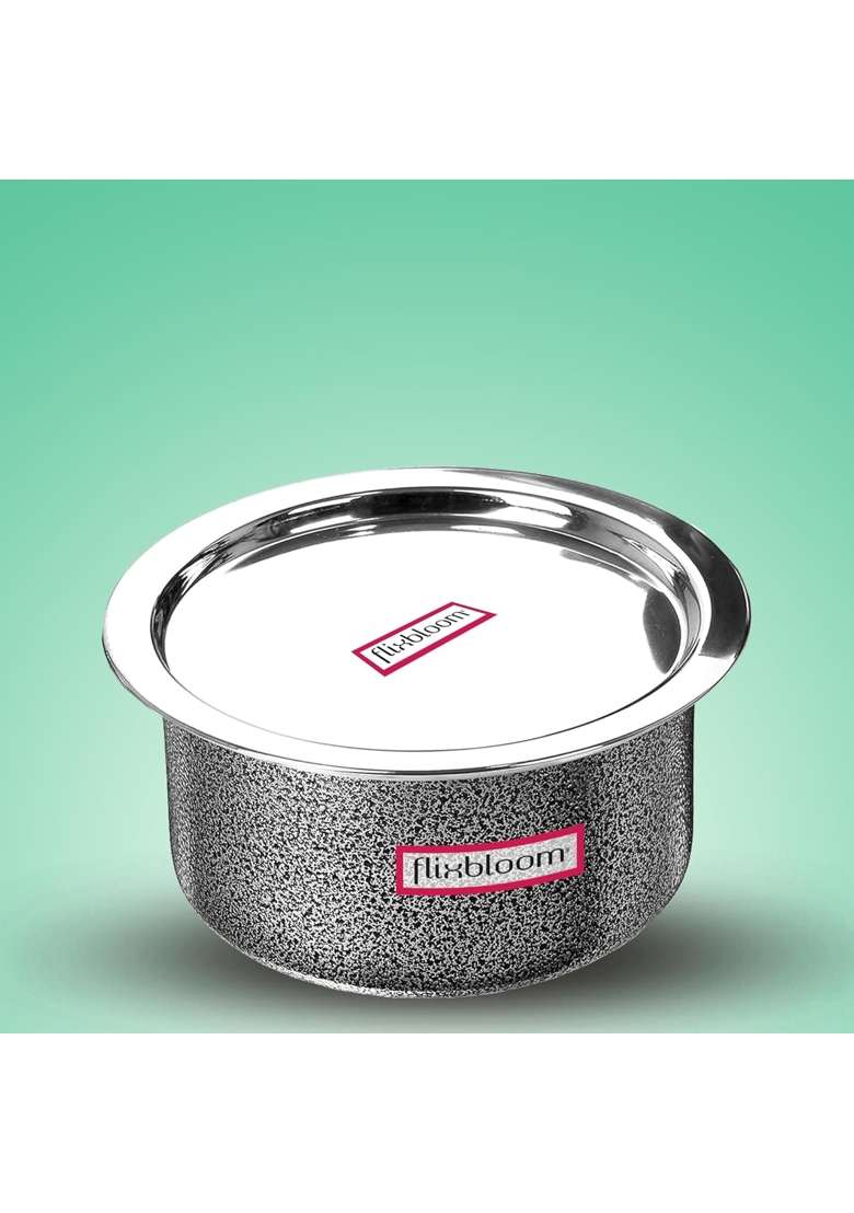 FLIXBLOOM Ambitious Kitchen Cookware Utensil Hard Anodised Induction Bottom LPG Gas | 1 L | 1.1 Qt | With Lid - Indya