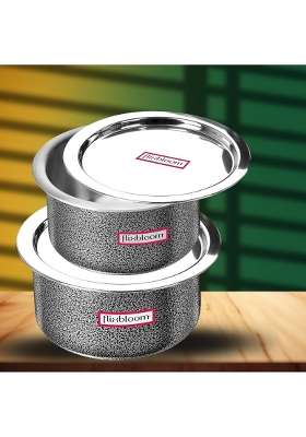 FLIXBLOOM Ambitious Kitchen Cookware Utensil Hard Anodised Induction Bottom LPG Gas | 2 L | 2.1 Qt | With Lid
