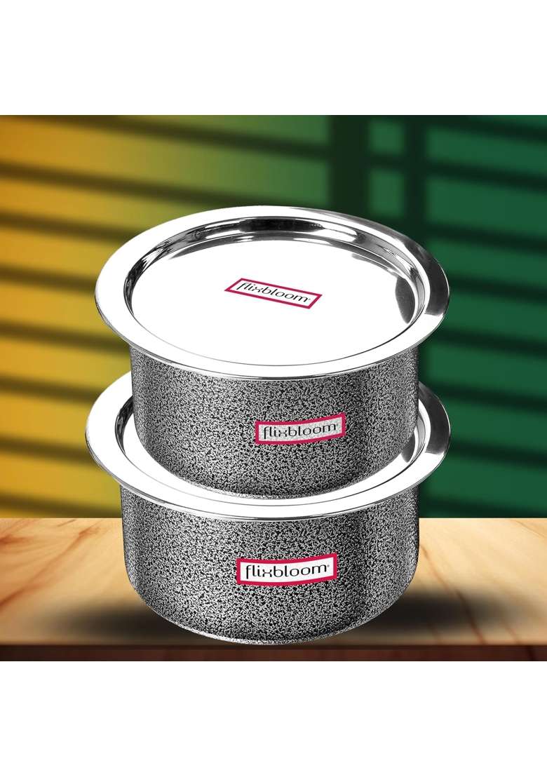 FLIXBLOOM Ambitious Kitchen Cookware Utensil Hard Anodised Induction Bottom LPG Gas | 4 L | 4.2 Qt | With Lid - Indya