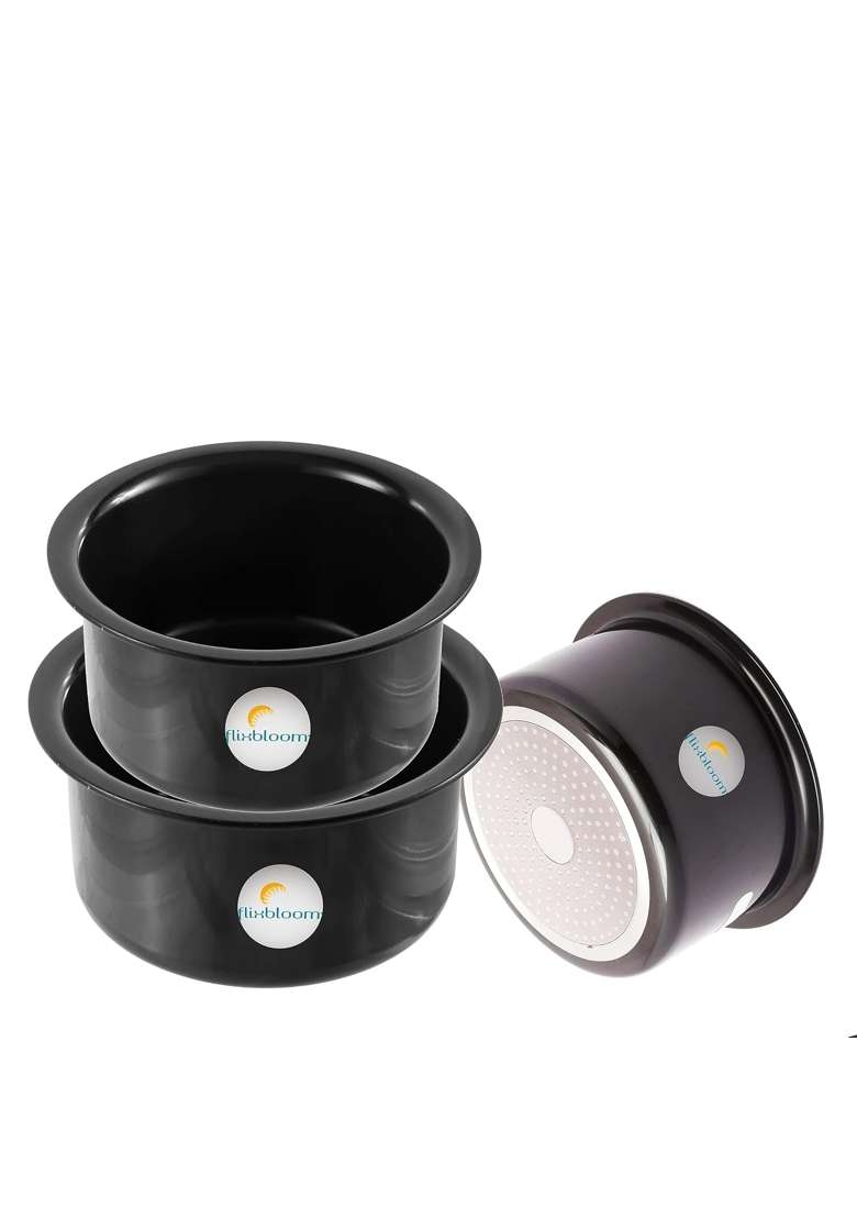 FLIXBLOOM Cosmos Black Hard Anodised Thik | 1 L | 1.1 Qt | Induction Compatible - Indya