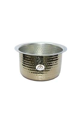 MUKE Brass Hammered Patila Cooking Pot | 4.5 L | 4.8 Qt | Heavy Bottom