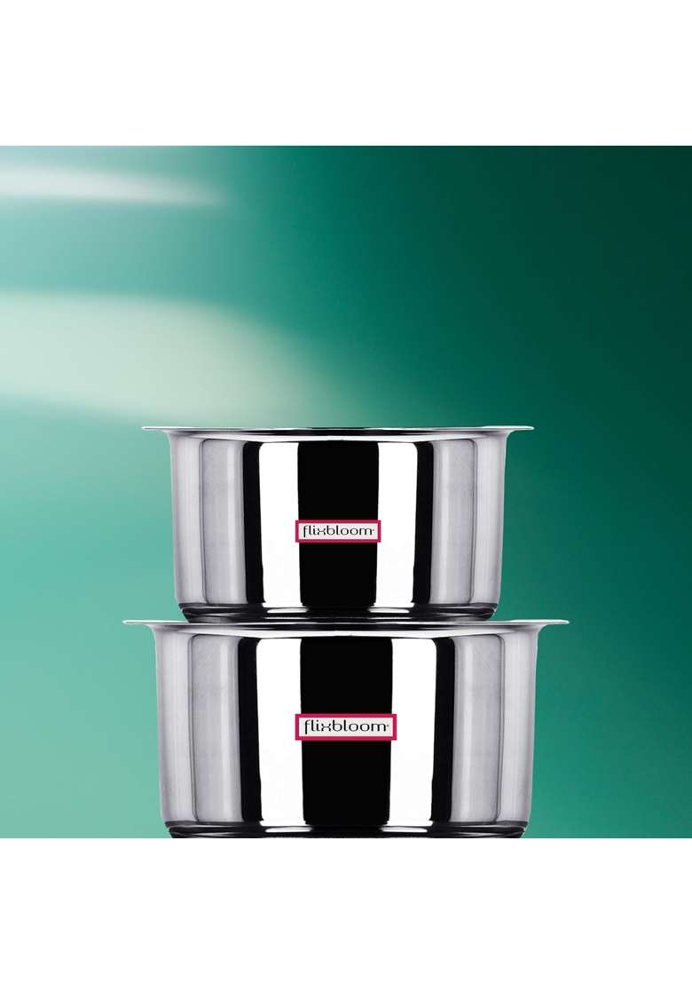 FLIXBLOOM Latest Combo Stainless Steel Tope with Lid | 5 L | 5.3 Qt | 4-Piece Set | Induction Compatible | Tri-Ply - Indya