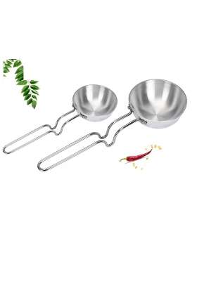 Bartan Star Aluminium Silver Tadka Pan Riveted Long Handle Frying Pan for Dal and Spices | 200 ml | 6.8 fl oz