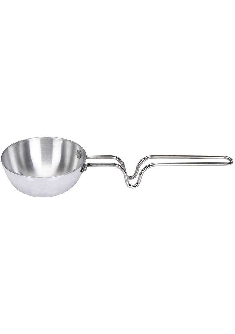 Bartan Star Aluminium Silver Tadka Pan Riveted Long Handle Frying Pan for Dal and Spices | 200 ml | 6.8 fl oz - Indya