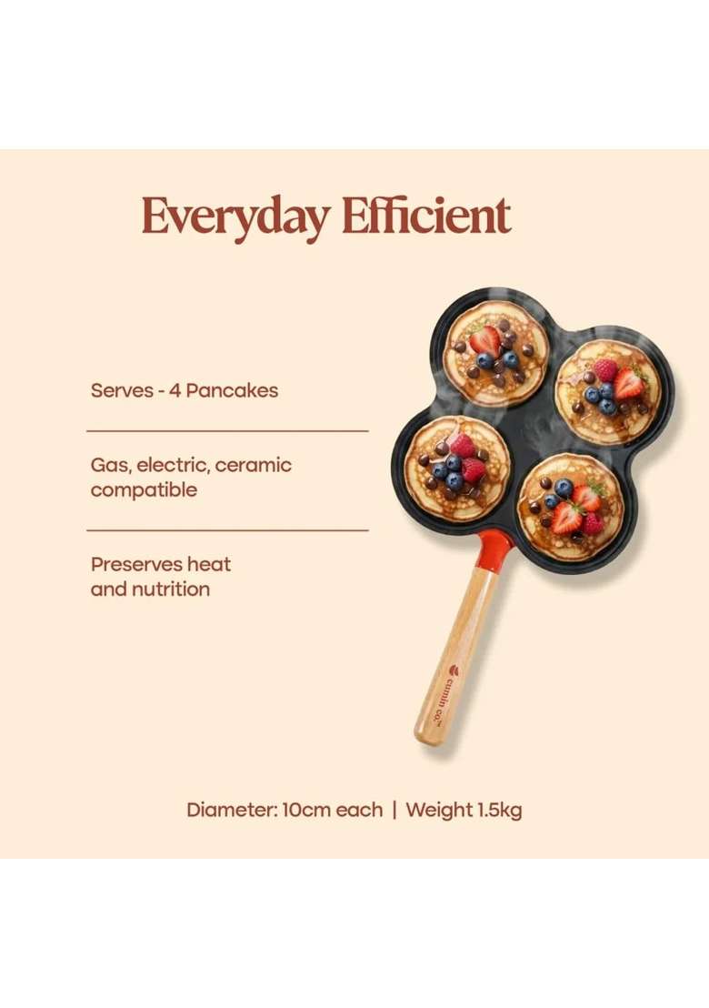 CUMIN CO. Enamel Cast Iron Pancake Pan | 28 cm | 11 Inch | Non-Toxic | Non-Stick - Indya